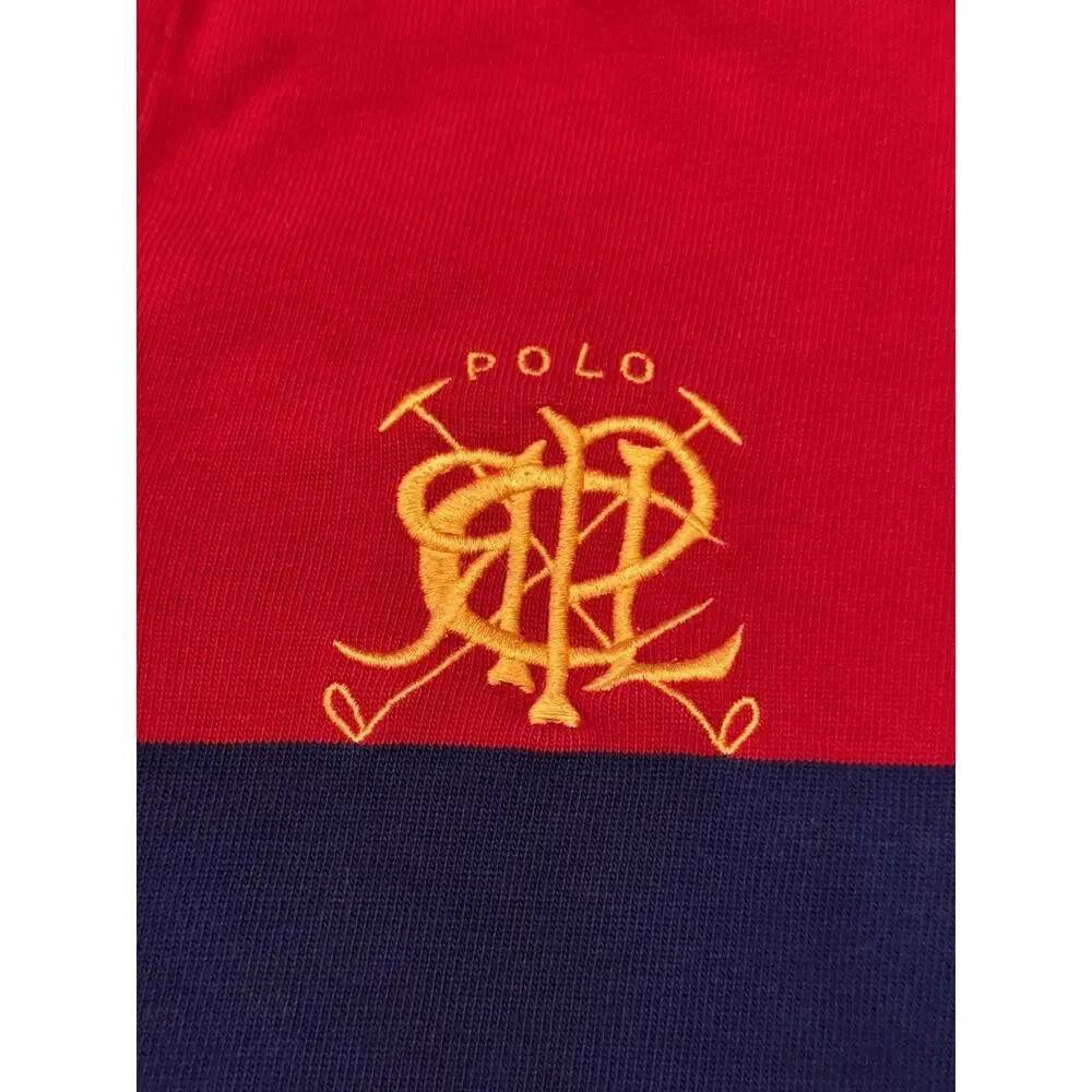 Small Vintage Polo By Ralph Lauren Padded Rugby Shirt Embroidered Crest Repaired